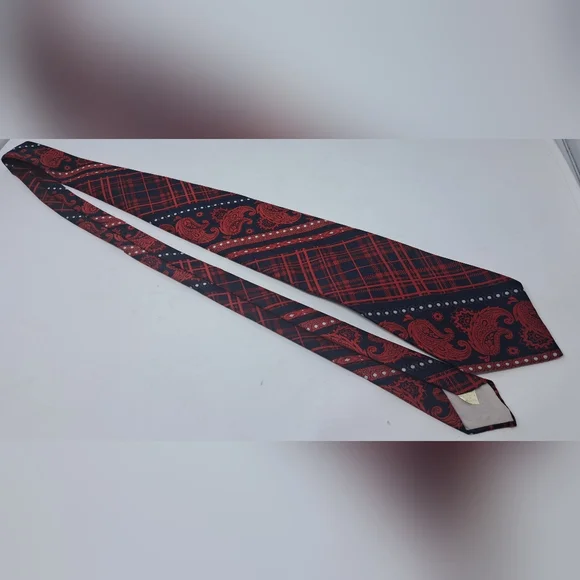 Yves Saint Laurent Vintage Neck Tie Tartain Plaid Paisley Striped 70s 80s 55" - Picture 10 of 15